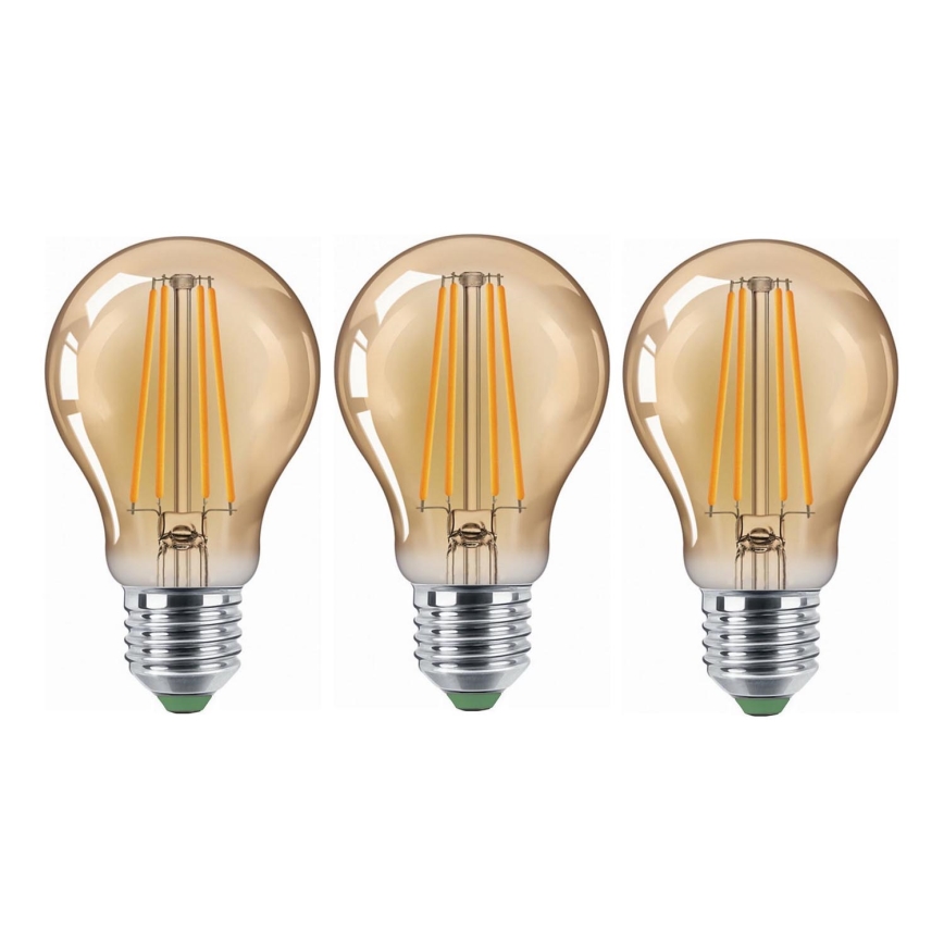 К-кт 3x LED Крушка CLASIC AMBER A60 E27/9W/230V 2200K - Brilagi
