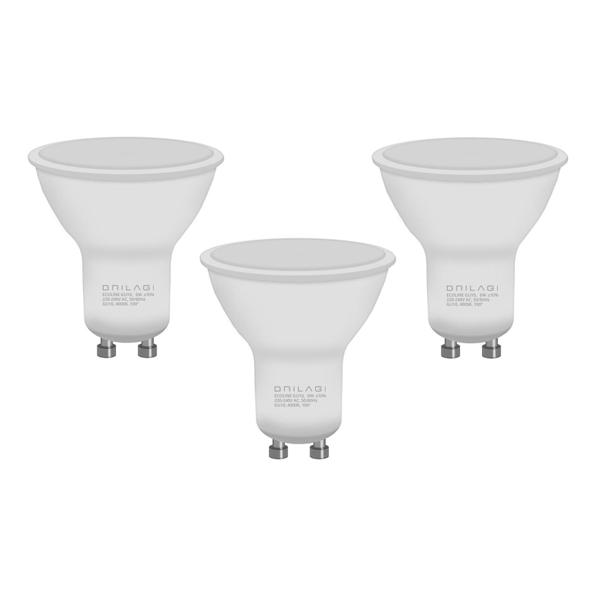 К-кт 3x LED Крушка ECOLINE GU10/6W/230V 4000K - Brilagi