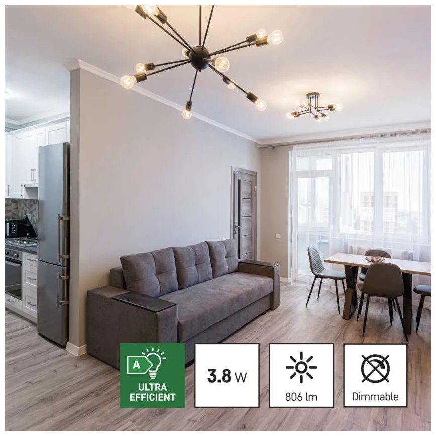 К-кт 3x LED Крушка FILAMENT A60 E27/3,8W/230V 2700K Енергиен клас A