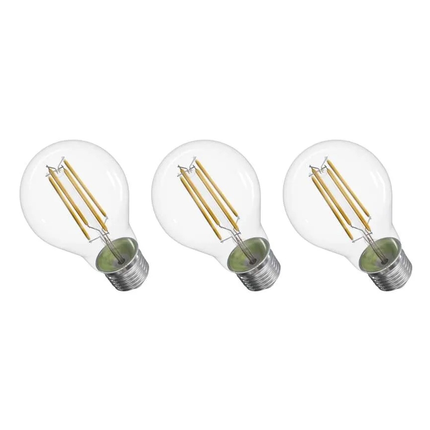 К-кт 3x LED Крушка FILAMENT A60 E27/3,8W/230V 2700K Енергиен клас A