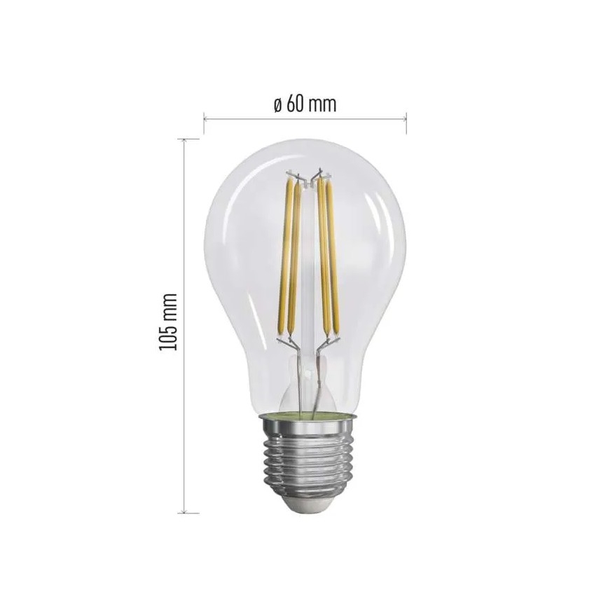 К-кт 3x LED Крушка FILAMENT A60 E27/5W/230V 4000K Енергиен клас A