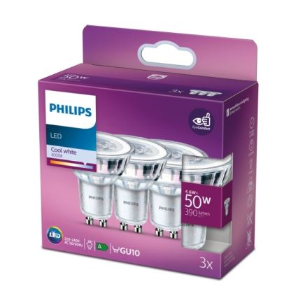 К-кт 3x LED Крушка Philips PAR16 GU10/4,6W/230V 4000K