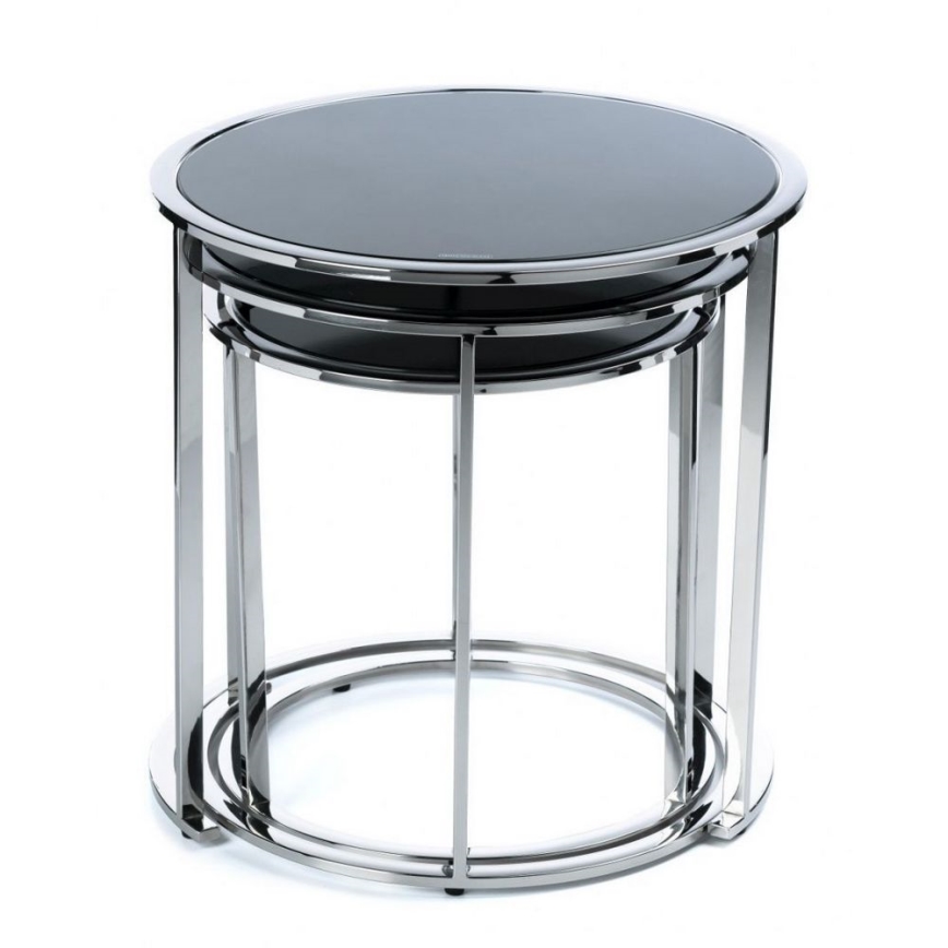 К-кт 3x Масичка за кафе VANE лъскав хром/черен