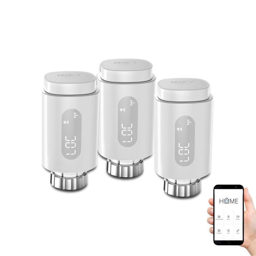 К-кт 3x Smart термостатична глава с LED дисплей 2xAA/3V Zigbee