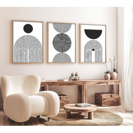 К-кт 3x Снимка във фоторамка 50x70 см черен/бял