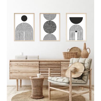 К-кт 3x Снимка във фоторамка 50x70 см черен/бял