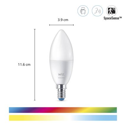 К-кт 3x LED RGBW Димируема крушка C37 E14/4,9W/230V 2200-6500K CRI 90 Wi-Fi - WiZ