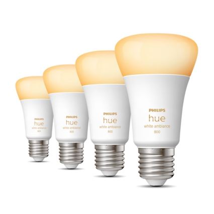 К-кт 4 бр. LED димируеми крушки Philips Hue WHITE AMBIANCE E27/6W/230V 2200-6500K