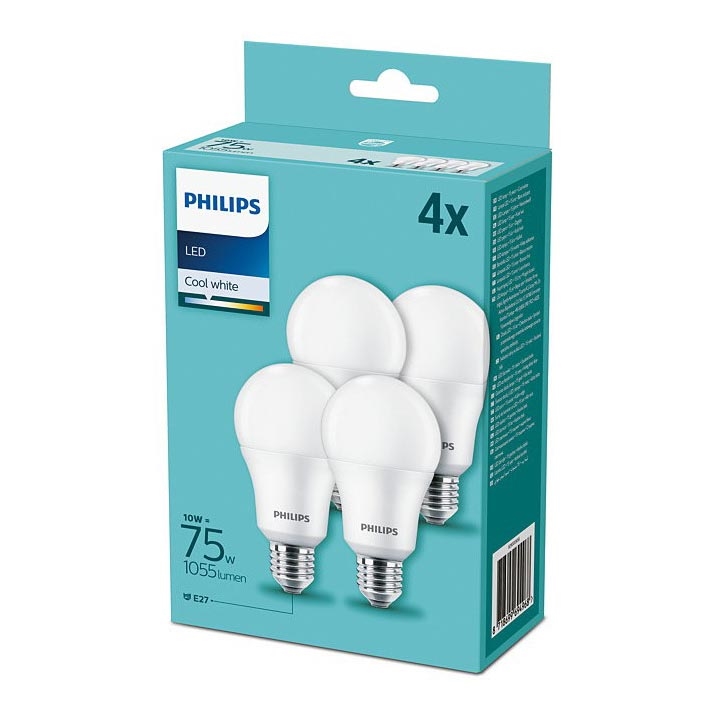 К-кт 4 бр. LED крушки Philips A60 E27/10W/230V 4000K