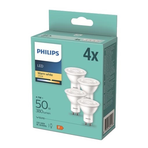 К-кт 4бр. LED крушки Philips GU10/4,7W/230V 2700K