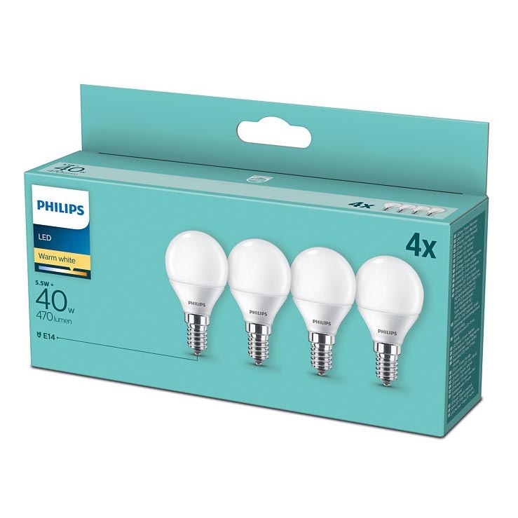 К-кт 4бр. LED крушки Philips P45 E14/5,5W/230V 2700K