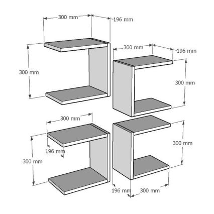 К-кт 4x Етажерка BASE 30x30 см бял