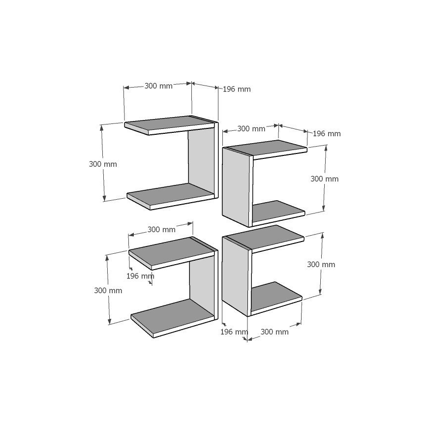 К-кт 4x Етажерка BASE 30x30 см бял