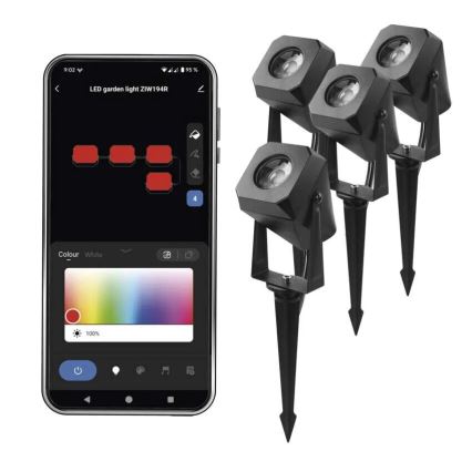 К-кт 4x LED RGBIC Димируема екстериорна лампа LED/7W/230V 3000-6500K IP65 Wi-Fi Tuya