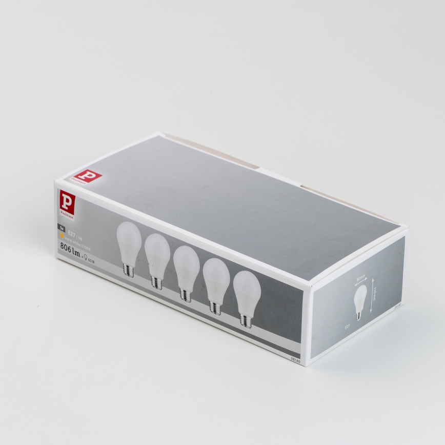 К-кт 5x LED Крушка A60 E27/9W/230V 2700K - Paulmann 28780