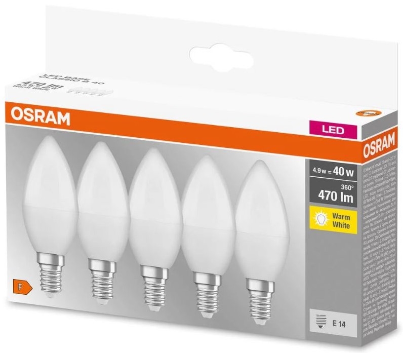 К-кт 5x LED крушка BASE B40 E14/4,9W/230V 2700K - Osram