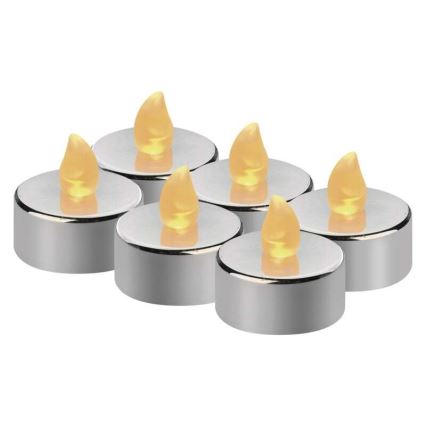 К-кт 6 бр. LED Коледни декорации 6xLED/6xCR2032 лъскав хром