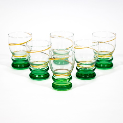 К-кт 6бр. чаши за шотове прозрачен/зелен
