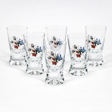 К-кт 6бр. чаши за шотове прозрачни с мотив на букет