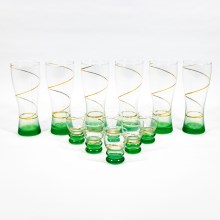 К-кт 6бр. големи чаши и 6бр. малки чаши за шотове прозрачен/зелен