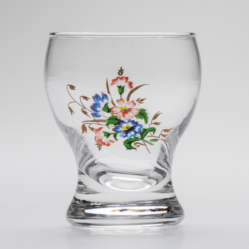 К-кт 6x чаша за ликьор прозрачен - цветна шарка no. 3