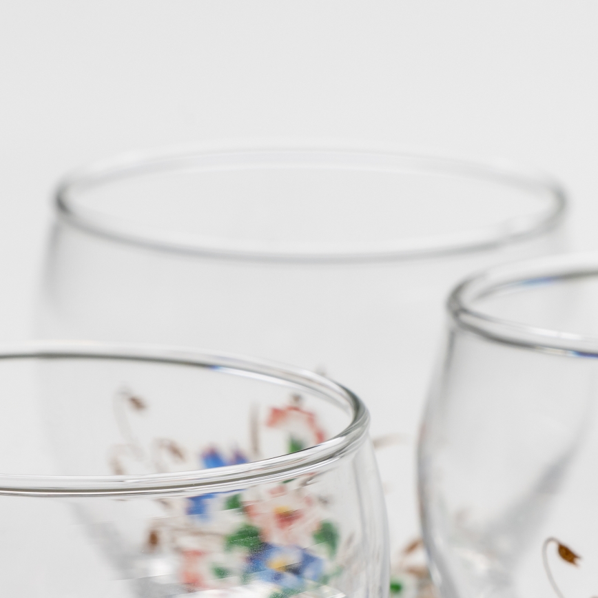 К-кт 6x чаша за ликьор прозрачен - цветна шарка no. 3