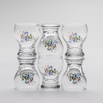 К-кт 6x чаша за ликьор прозрачен - цветна шарка номер 4