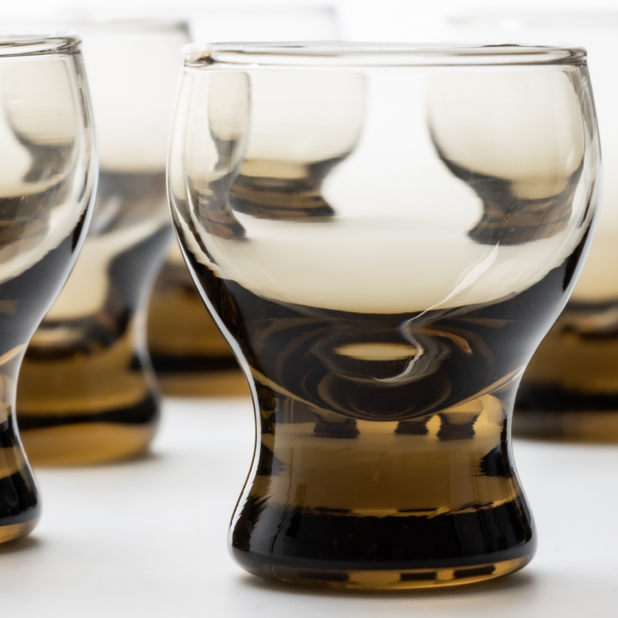 К-кт 6x чаша за ликьор прозрачен кафяв