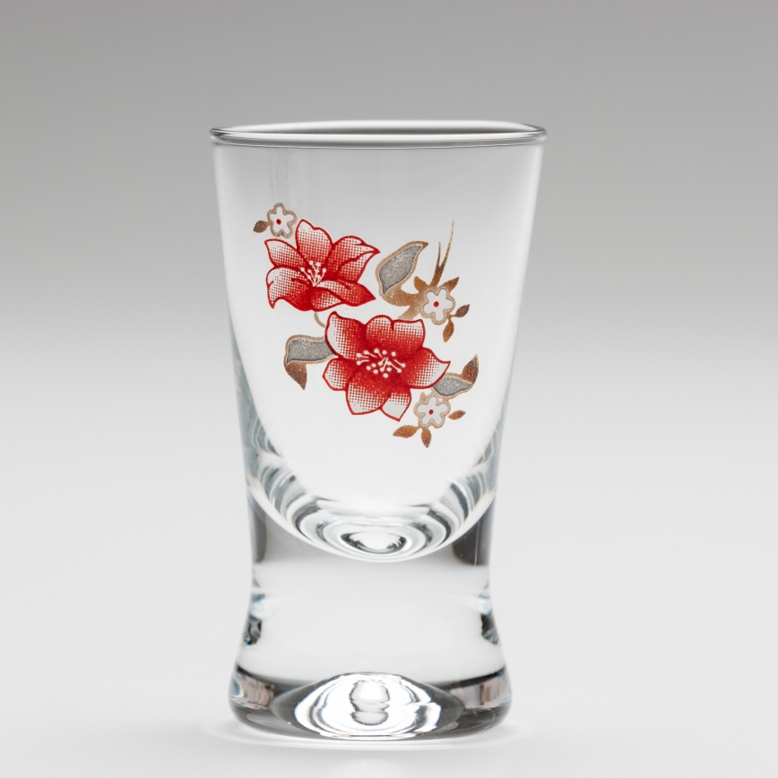 К-кт 6x чаша за шот прозрачен с мотив на букет № 2