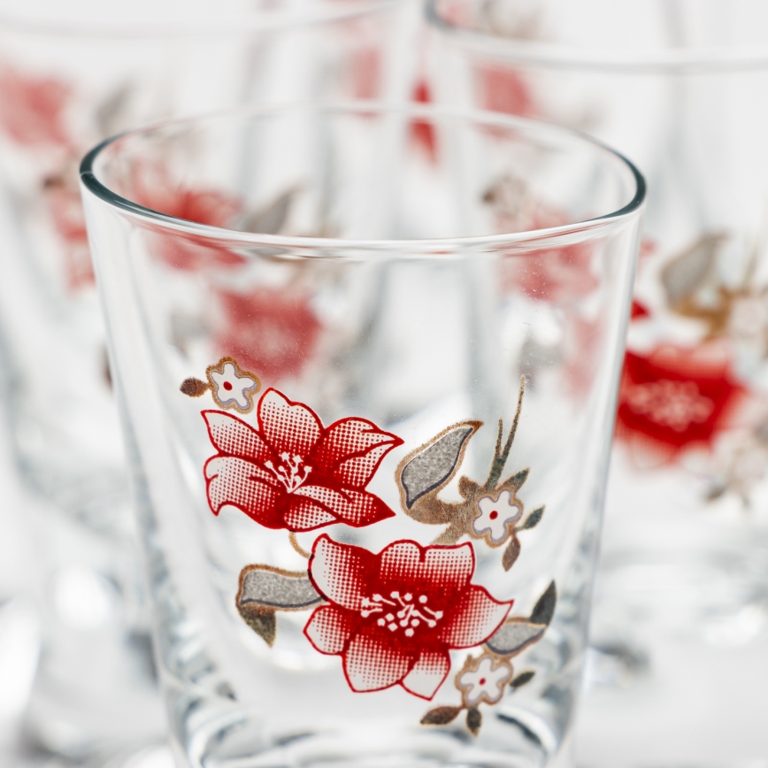 К-кт 6x чаша за шот прозрачен с мотив на букет № 2