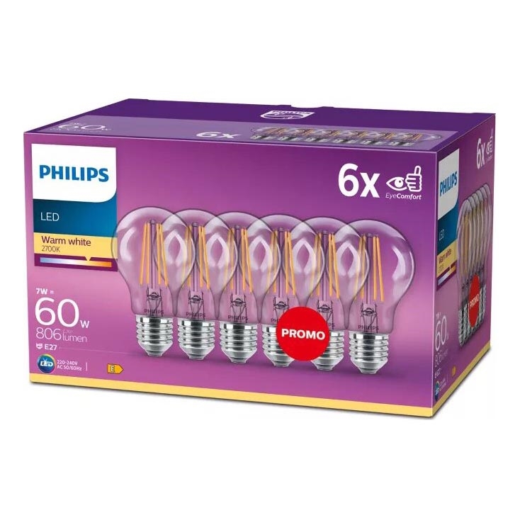 К-кт 6x LED Крушка VINTAGE Philips E27/7W/230V 2700K