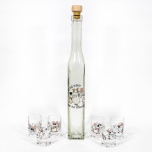 К-кт Cornelia 1 бр. стъклена бутилка квадратна и 6 бр. чаши за шотове прозрачни
