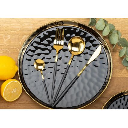 К-кт прибори от неръждаема стомана LIJO 4 бр. черни/златисти