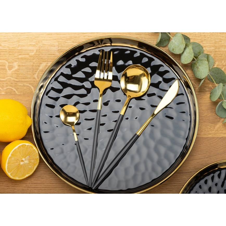 К-кт прибори от неръждаема стомана LIJO 4 бр. черни/златисти