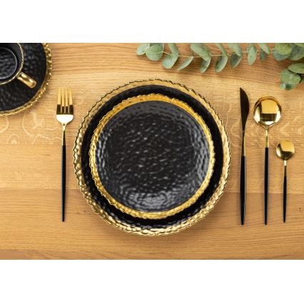 К-кт прибори от неръждаема стомана LIJO 4 бр. черни/златисти