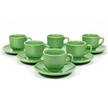 К-кт за кафе 6 бр. керамични чаши Lucie с чинийки зелени