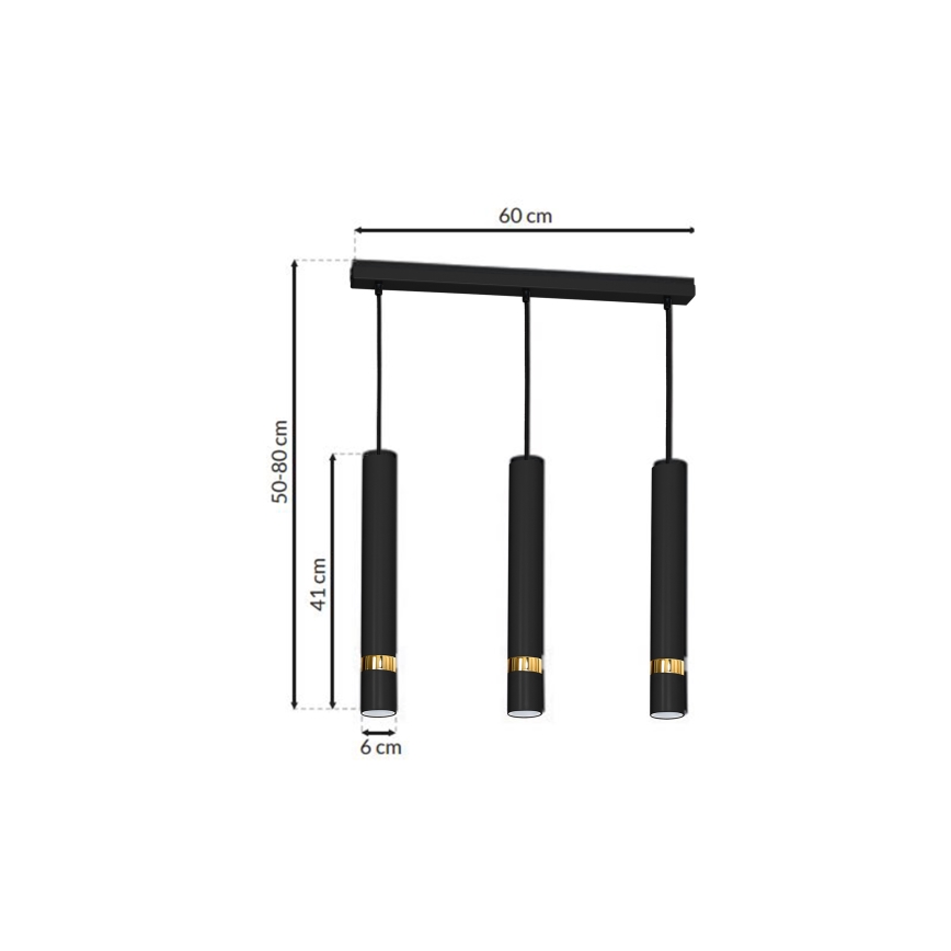 Кабелен полилей JOKER 3xGU10 / 25W / 230V черен