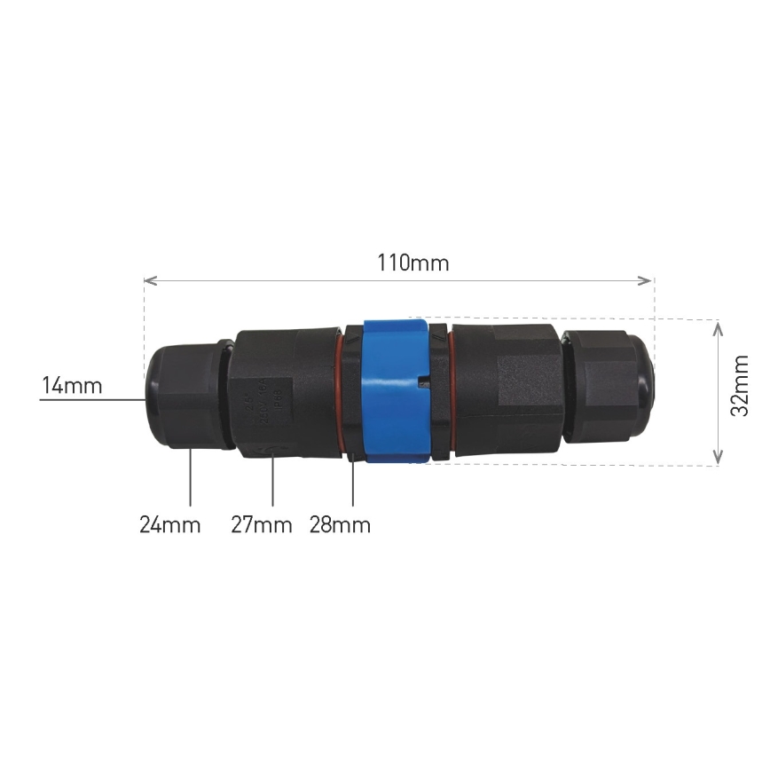 Кабелен съединител CTL 250V/16A IP68 5x2,5 mm2
