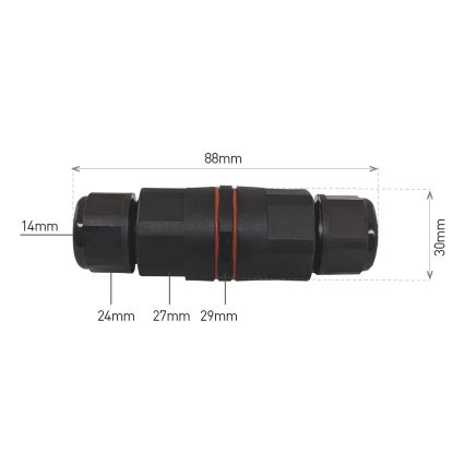 Кабелен съединител CWF 250V/16A IP68 3x2,5 mm²
