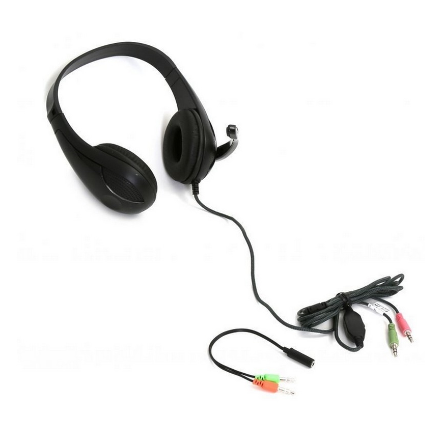 Кабелни слушалки с микрофон черни