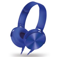 Кабелни слушалки с микрофон сини