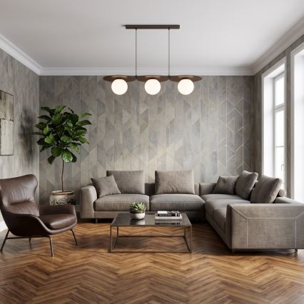 Кафяв полилей на кабел FLAT 3xE27/15W/230V