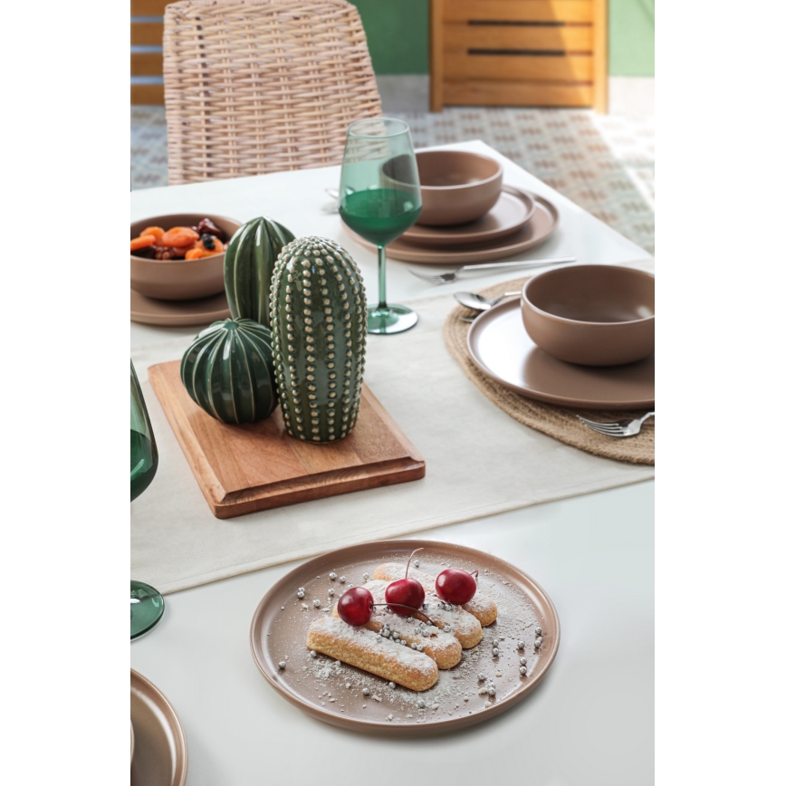 Кафяв керамичен сервиз за хранене, 18 части