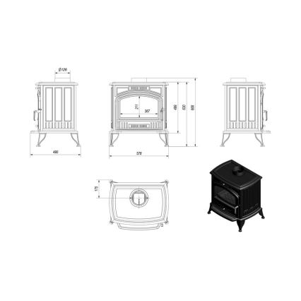 Kratki - Чугунена камина 8kW 150mm