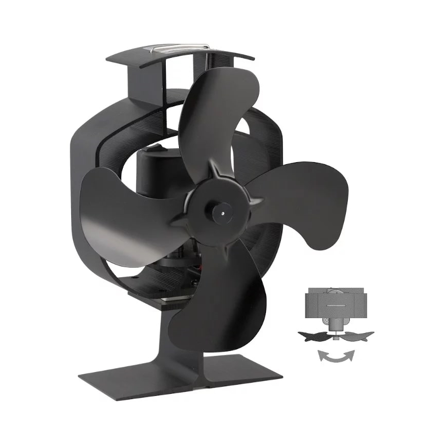 Осцилаторен вентилатор за камина 21x170 см, черен