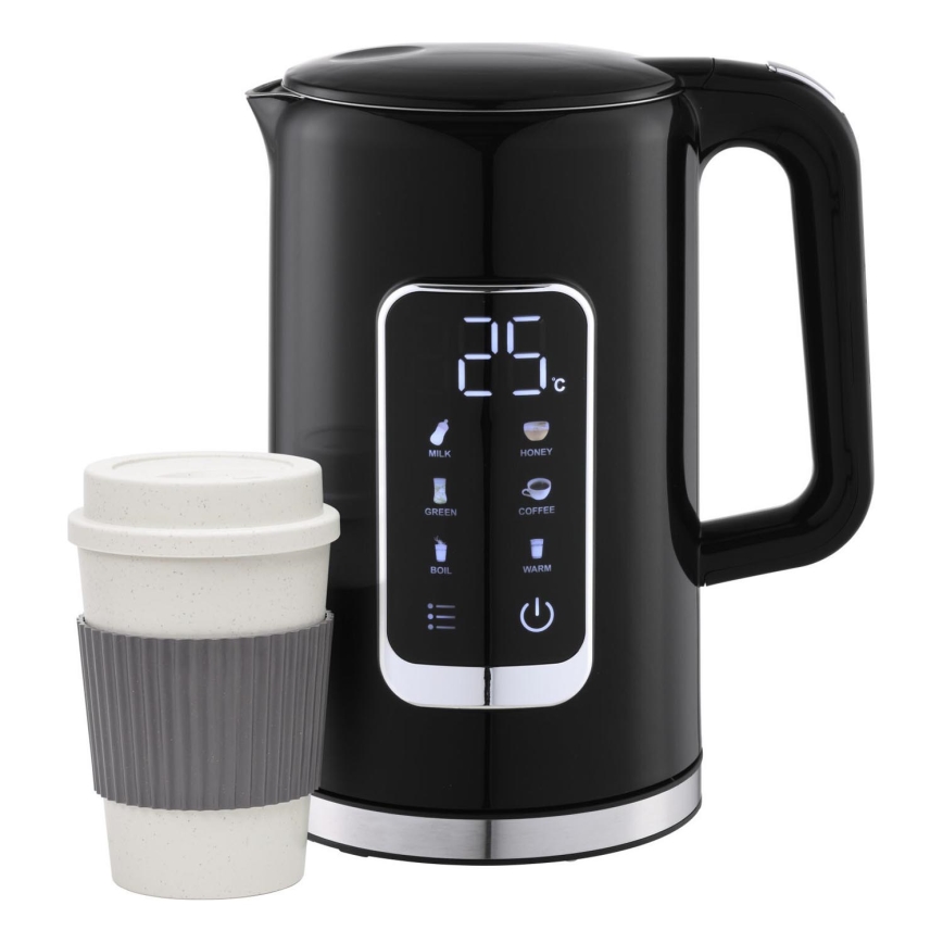 Кана с LCD дисплей 1,7 l 2200W/230V черен + туристическа чаша 450 ml