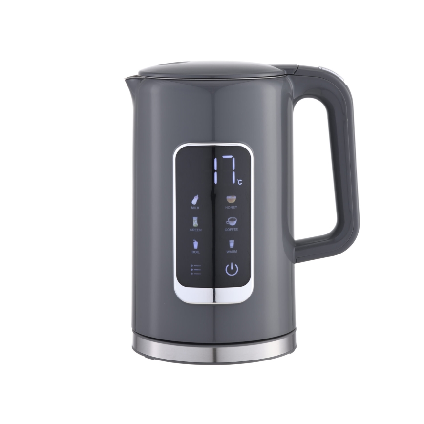 Кана с LCD дисплей 1,7 l 2200W/230V сив + туристическа чаша 450 ml
