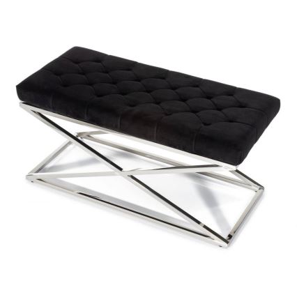 Капитонирана пейка SALIBA 50x97 см лъскав хром/черен