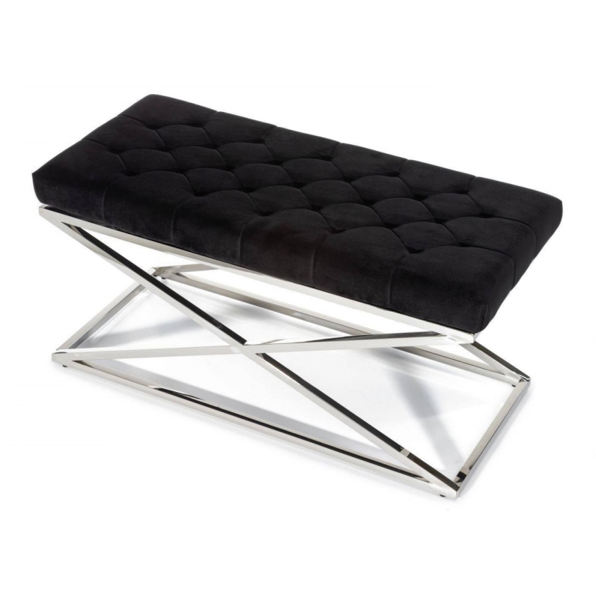 Капитонирана пейка SALIBA 50x97 см лъскав хром/черен