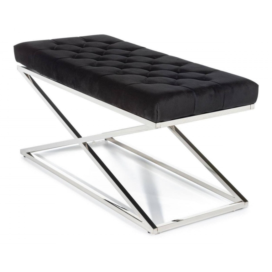 Капитонирана пейка SALIBA 50x97 см лъскав хром/черен